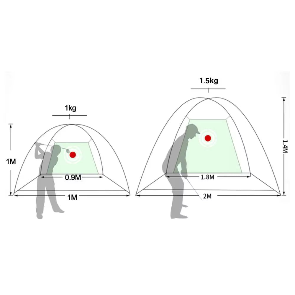 Indoor 2M Golf Practice Net Tent Golf Hitting Cage Garden Grassland Practice Tent Golf Training Equipment Mesh Mat Outdoor Swing