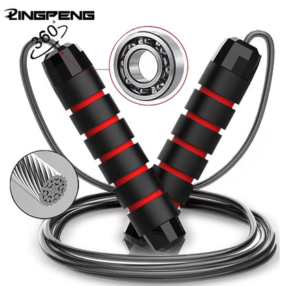 With Ball Bearings Adjustable Tangle-Free Speed Wire Jump Rope Workout with Foam Handles for Fitness Home Workouts and Slim Body