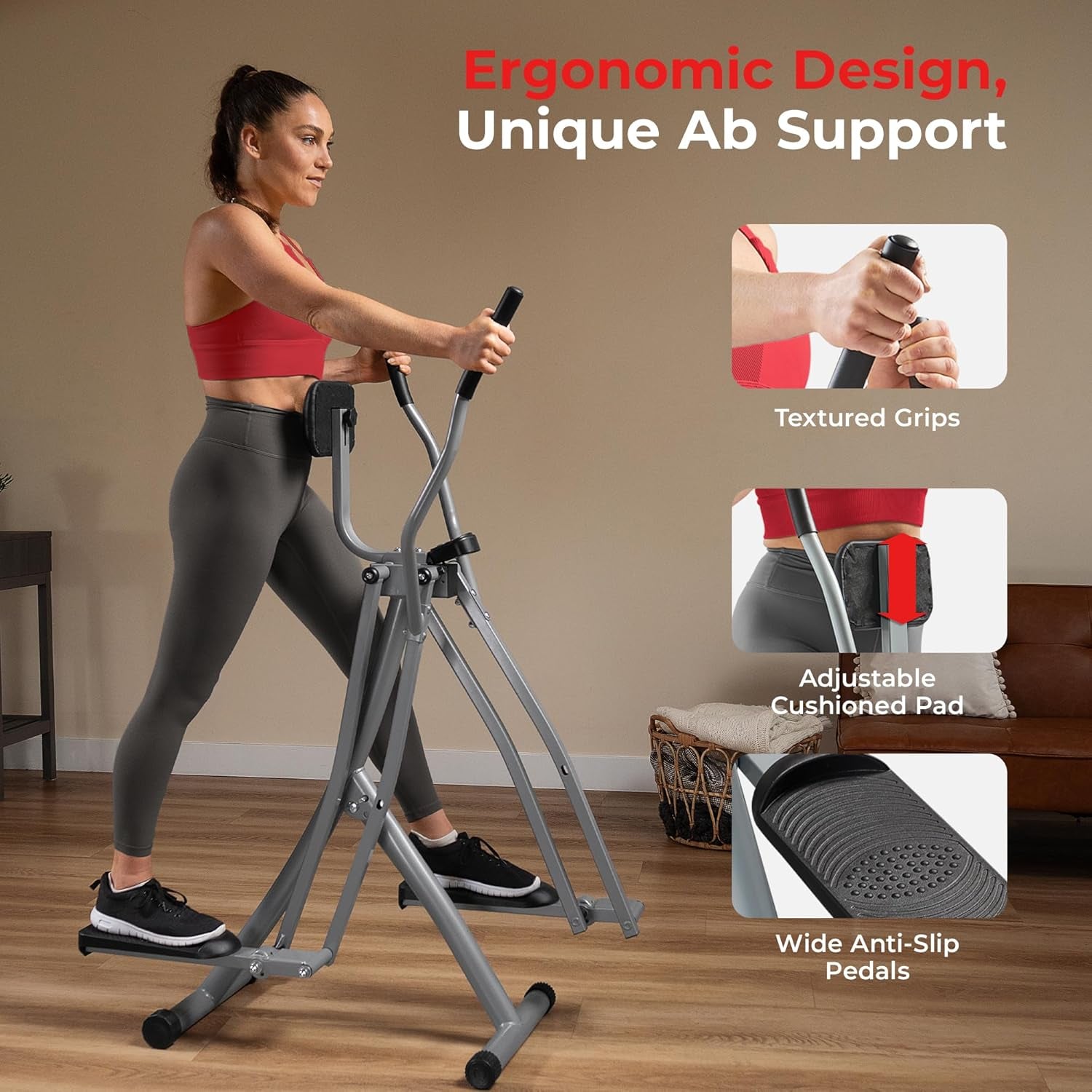 2-In-1 Upright Elliptical Cross Trainer, Compact Full-Body Exerciser, Home Cross-Training for Arm/Leg, Low Impact Cardio Workout Machine for Indoor, Optional Free Sunnyfit App