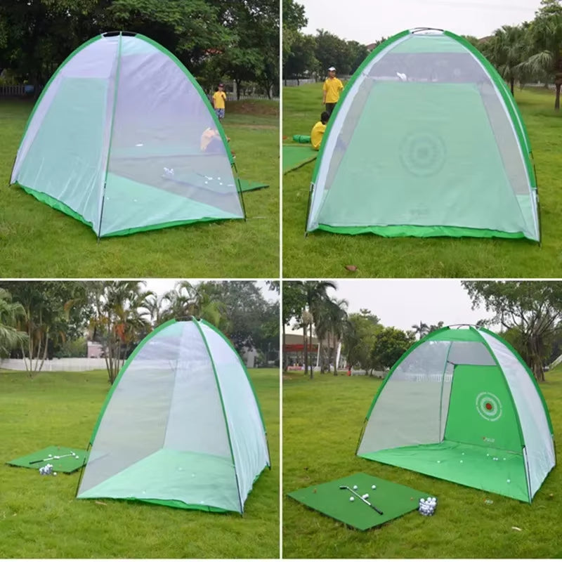 Indoor 2M Golf Practice Net Tent Golf Hitting Cage Garden Grassland Practice Tent Golf Training Equipment Mesh Mat Outdoor Swing