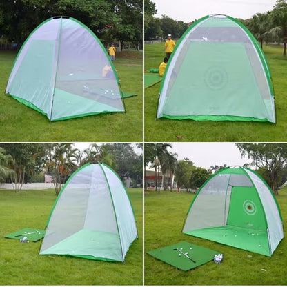 Indoor 2M Golf Practice Net Tent Golf Hitting Cage Garden Grassland Practice Tent Golf Training Equipment Mesh Mat Outdoor Swing