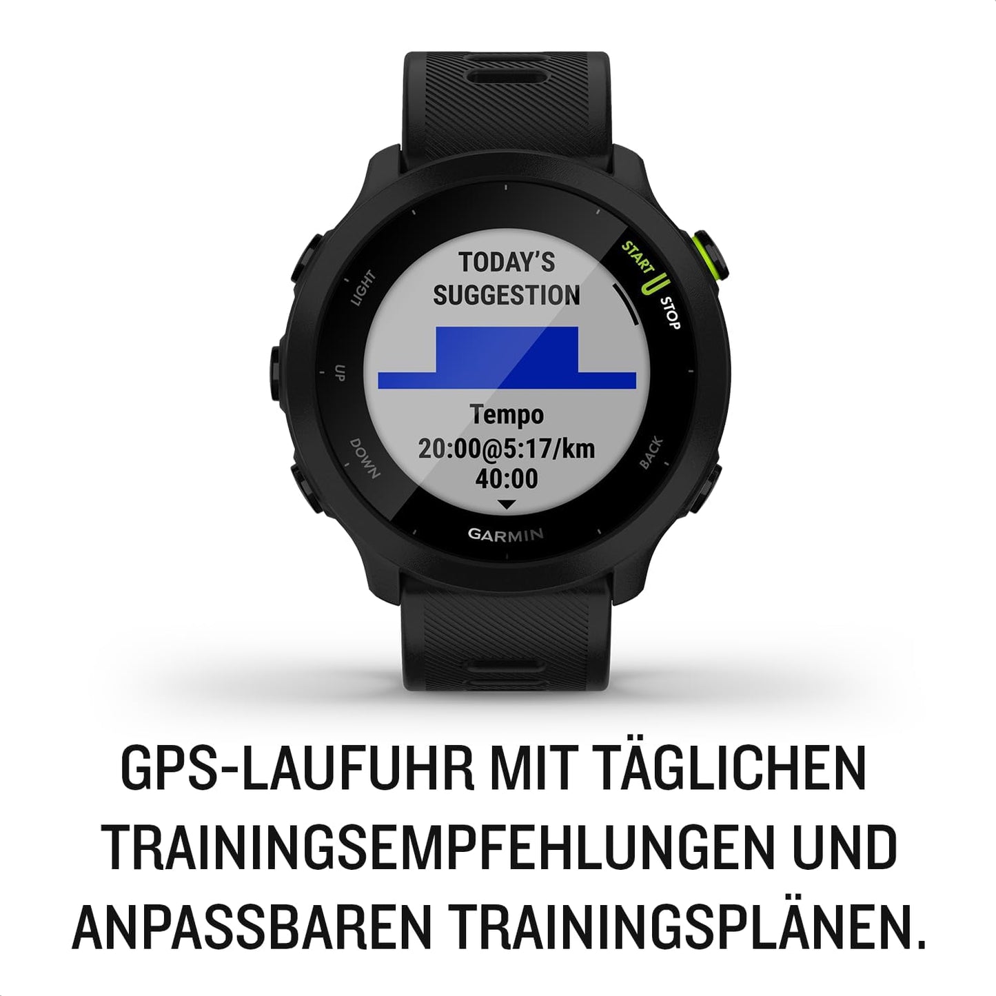 Forerunner 55 GPS 42Mm Running Smartwatch, Easy to Use, Lightweight, Training Guidance, Safety & Tracking Features, Black
