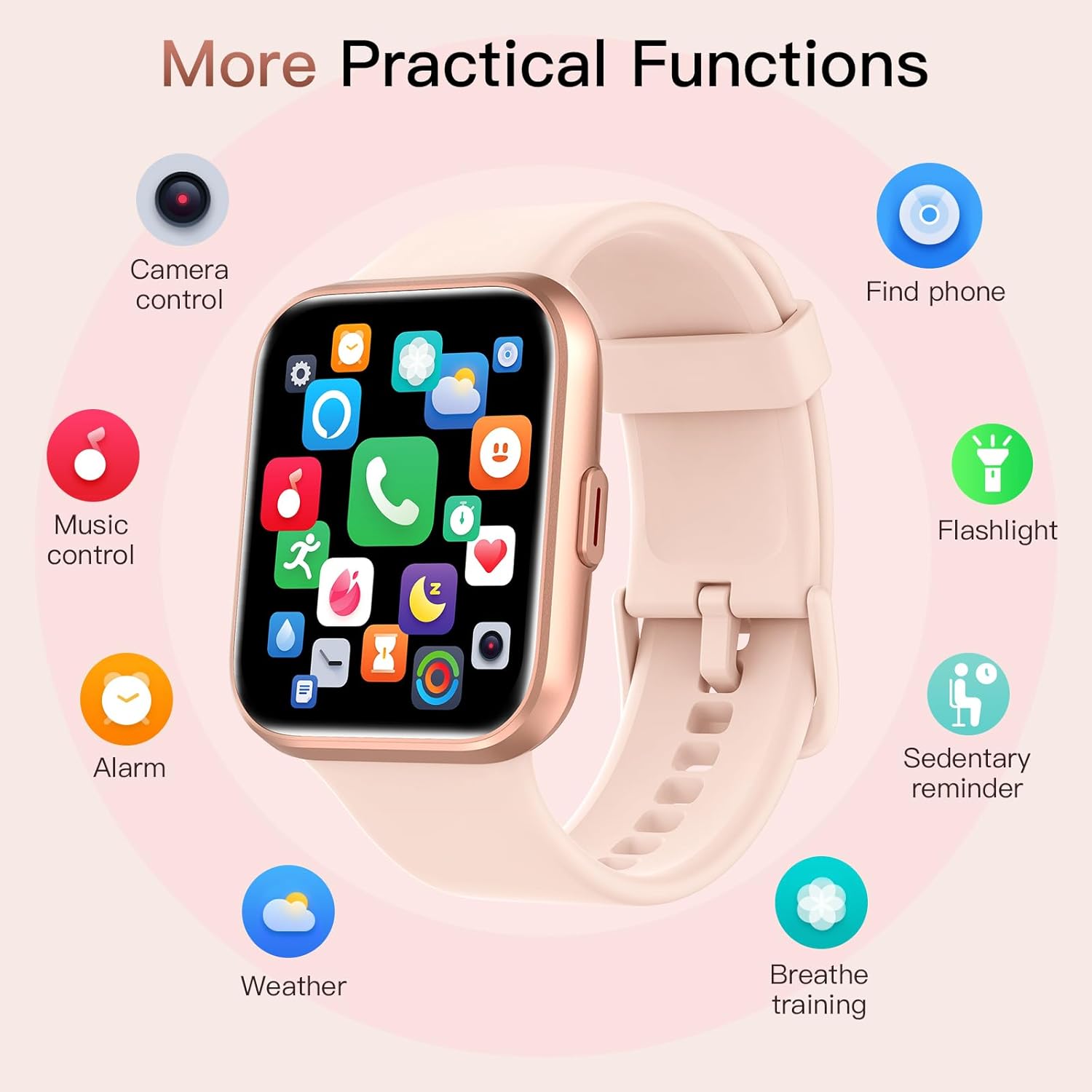 Smart Watch for Women(Answer/Make Call), Alexa Built-In 1.8" Touch Screen Fitness Watch with Spo2 Heart Rate Sleep Monitor, 100 Sport, IP68 Waterproof Step Counter Ladies Smartwatch for Iphone Android