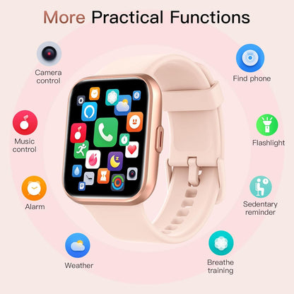 Smart Watch for Women(Answer/Make Call), Alexa Built-In 1.8" Touch Screen Fitness Watch with Spo2 Heart Rate Sleep Monitor, 100 Sport, IP68 Waterproof Step Counter Ladies Smartwatch for Iphone Android