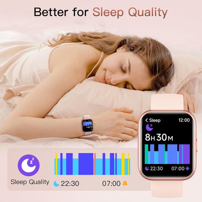 Smart Watch for Women(Answer/Make Call), Alexa Built-In 1.8" Touch Screen Fitness Watch with Spo2 Heart Rate Sleep Monitor, 100 Sport, IP68 Waterproof Step Counter Ladies Smartwatch for Iphone Android