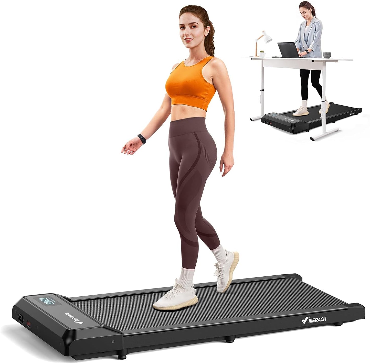 Walking Pad Treadmill with 0-9% Incline, under Desk Treadmill Space-Saving Design, Remote Control & App, One-Piece Molded, 265 Lbs Capacity, Walking Machine for Home