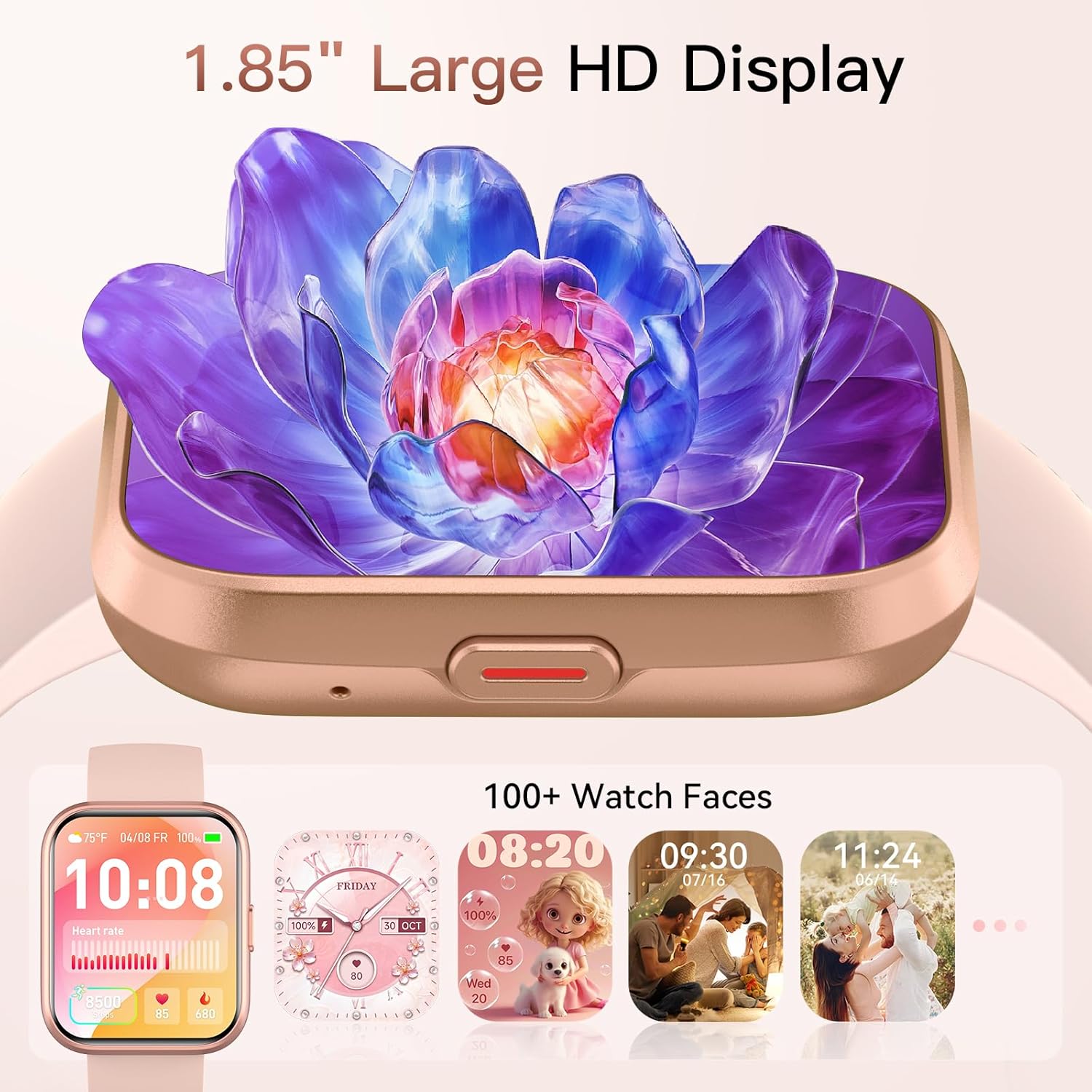 Smart Watch for Women(Answer/Make Call), Alexa Built-In 1.8" Touch Screen Fitness Watch with Spo2 Heart Rate Sleep Monitor, 100 Sport, IP68 Waterproof Step Counter Ladies Smartwatch for Iphone Android