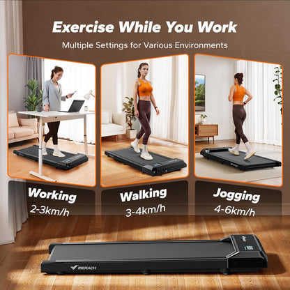 Walking Pad Treadmill with 0-9% Incline, under Desk Treadmill Space-Saving Design, Remote Control & App, One-Piece Molded, 265 Lbs Capacity, Walking Machine for Home