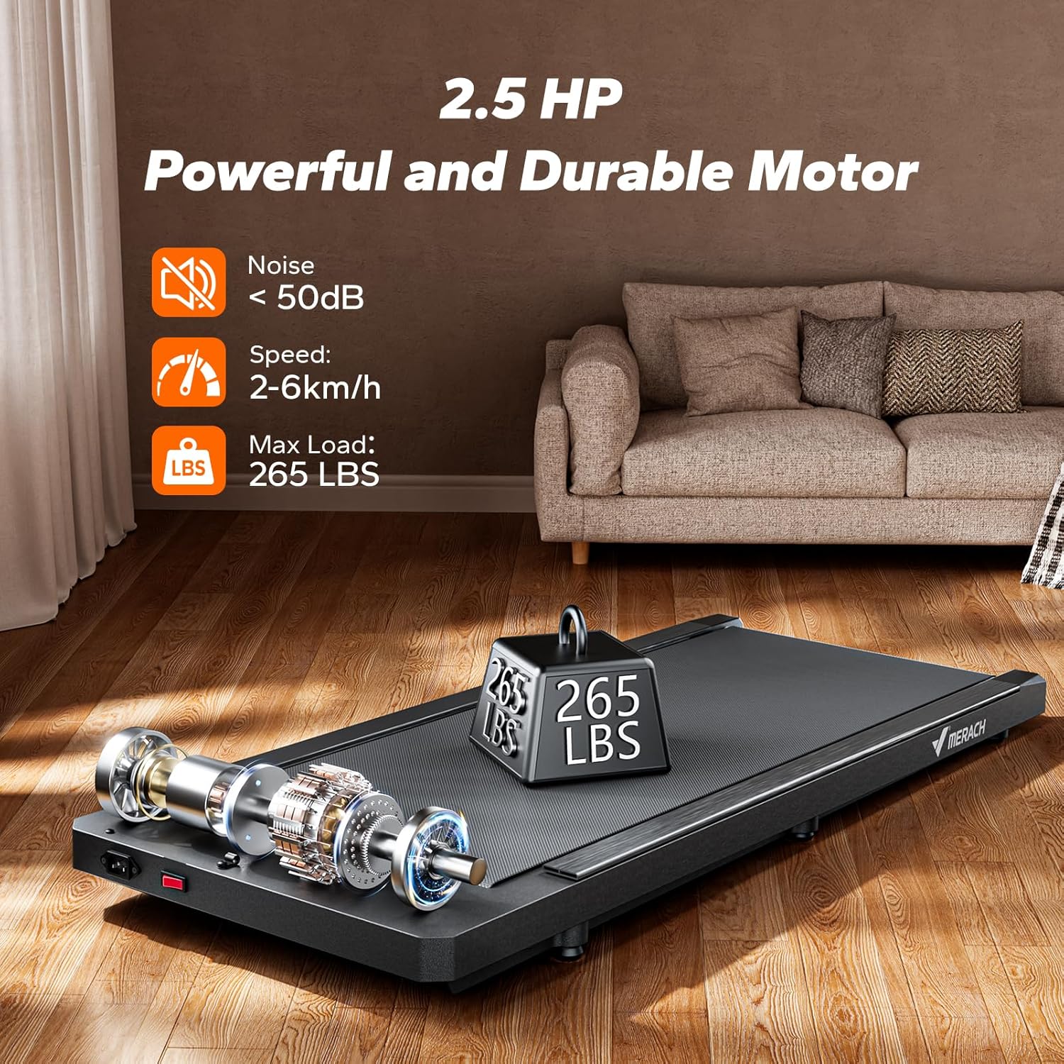 Walking Pad Treadmill with 0-9% Incline, under Desk Treadmill Space-Saving Design, Remote Control & App, One-Piece Molded, 265 Lbs Capacity, Walking Machine for Home