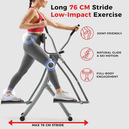 2-In-1 Upright Elliptical Cross Trainer, Compact Full-Body Exerciser, Home Cross-Training for Arm/Leg, Low Impact Cardio Workout Machine for Indoor, Optional Free Sunnyfit App