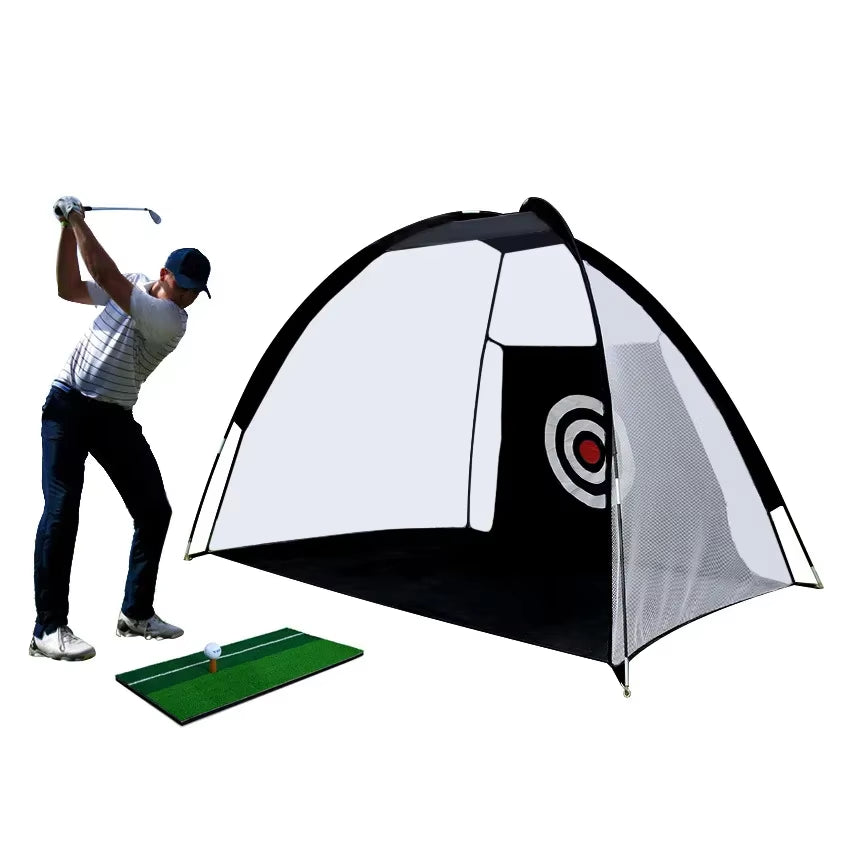 Indoor 2M Golf Practice Net Tent Golf Hitting Cage Garden Grassland Practice Tent Golf Training Equipment Mesh Mat Outdoor Swing
