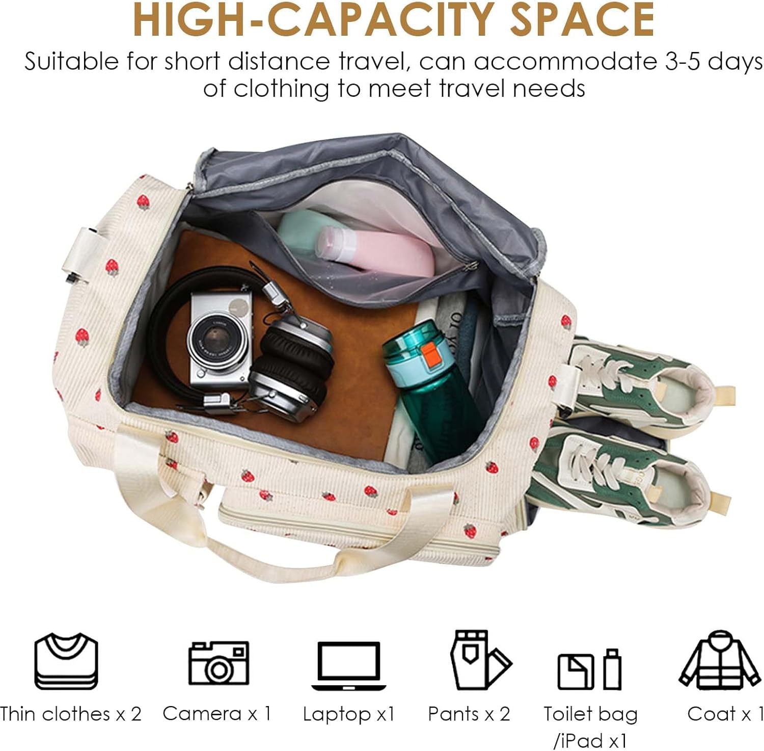 Womens Gym Sports Bag, Travel Duffle Bag Womens, Weekend Travel Bags with Shoes