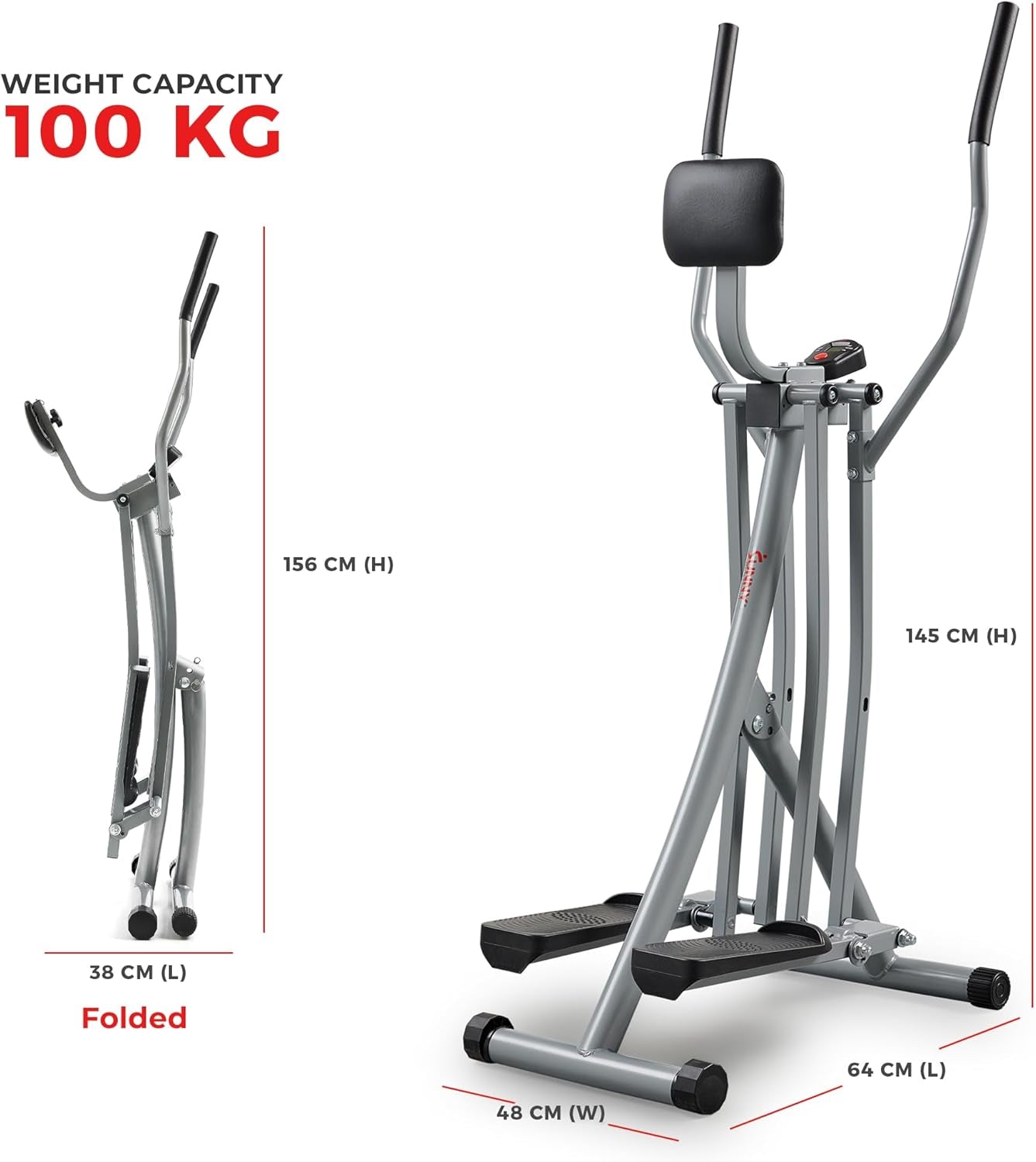 2-In-1 Upright Elliptical Cross Trainer, Compact Full-Body Exerciser, Home Cross-Training for Arm/Leg, Low Impact Cardio Workout Machine for Indoor, Optional Free Sunnyfit App