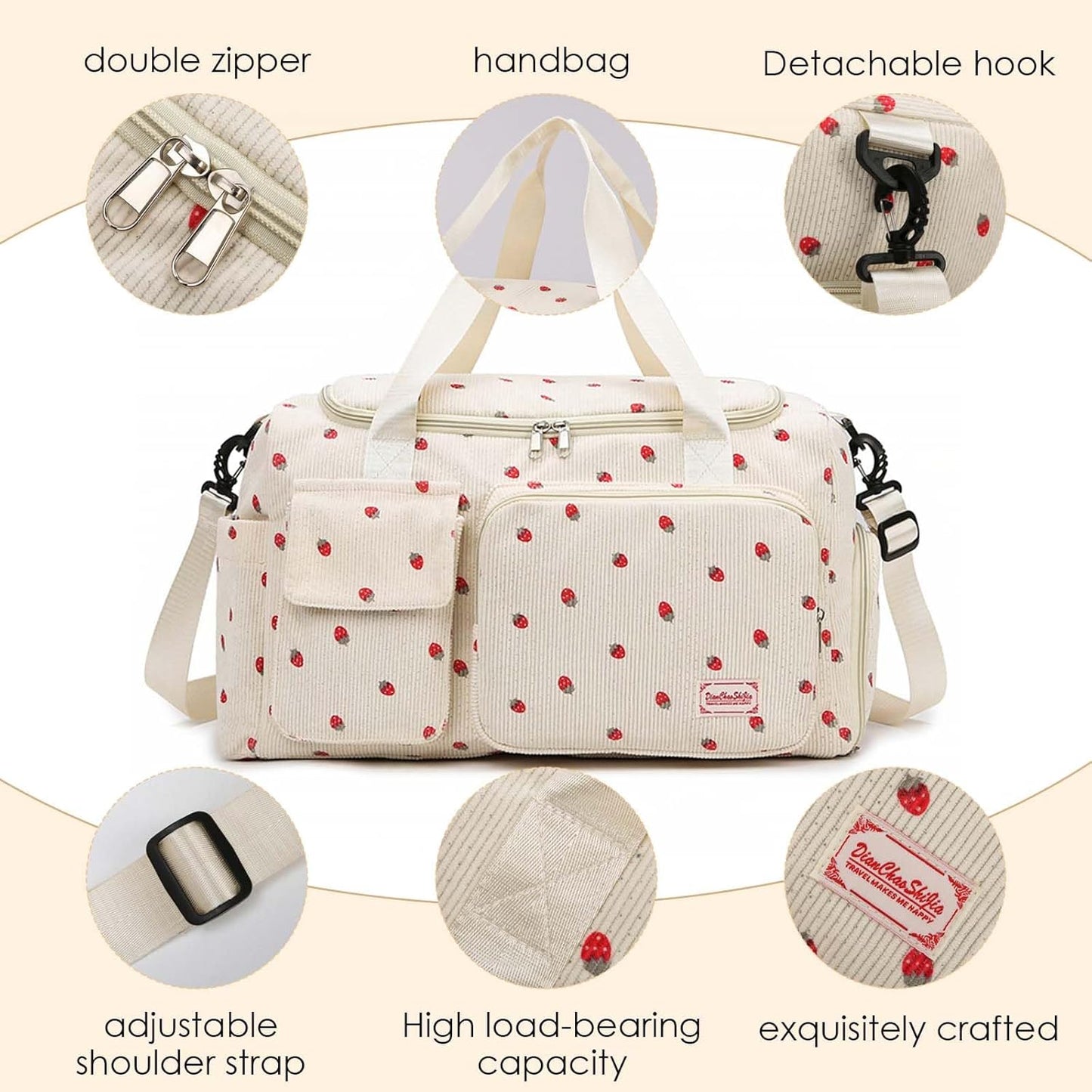 Womens Gym Sports Bag, Travel Duffle Bag Womens, Weekend Travel Bags with Shoes